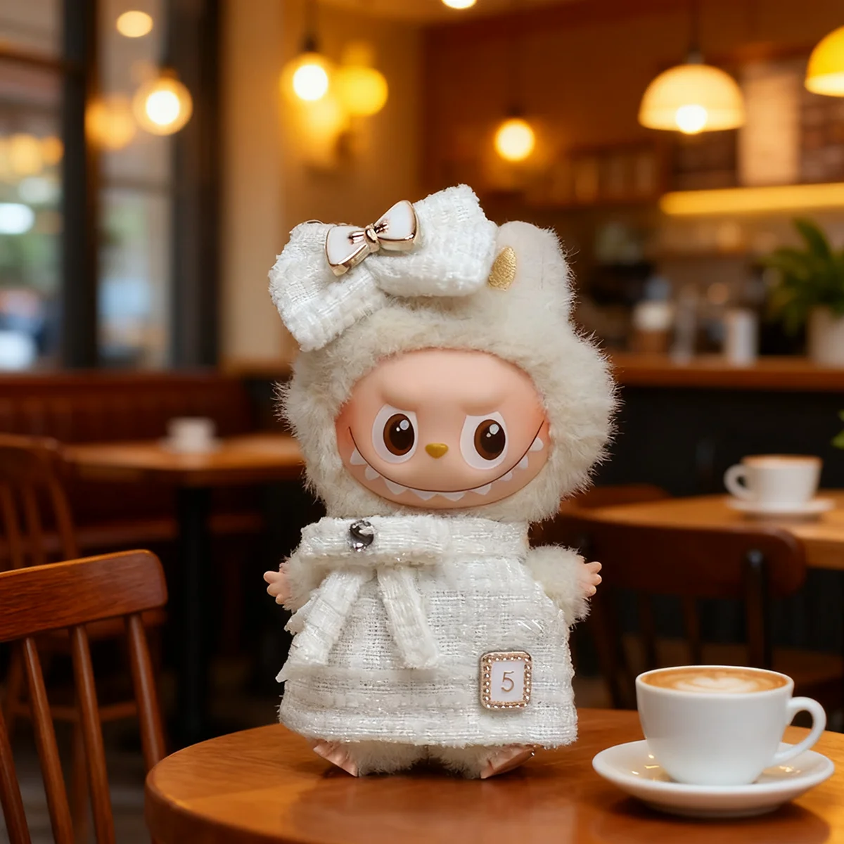 Plaid Dress Bow Hair Set Clothes For 10.5cm Labubu 4.0 Monster Needle Pin for Love Series Doll's Dressing Clothing Accessories