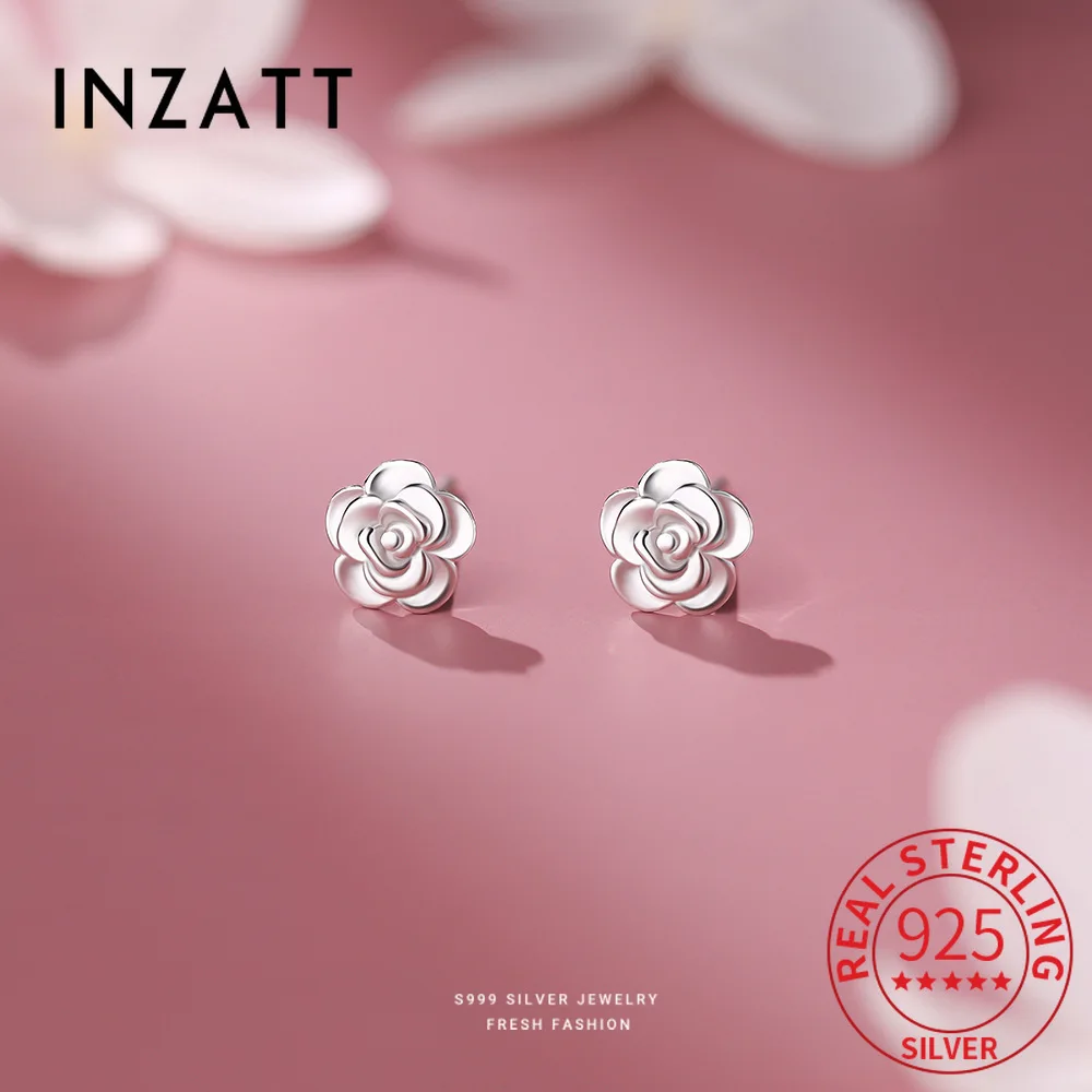

INZATT настоящее серебро 925 пробы цветок мини-серьги-гвоздики для женщин вечерние модные изящные ювелирные изделия минималистичные аксессуары для растений