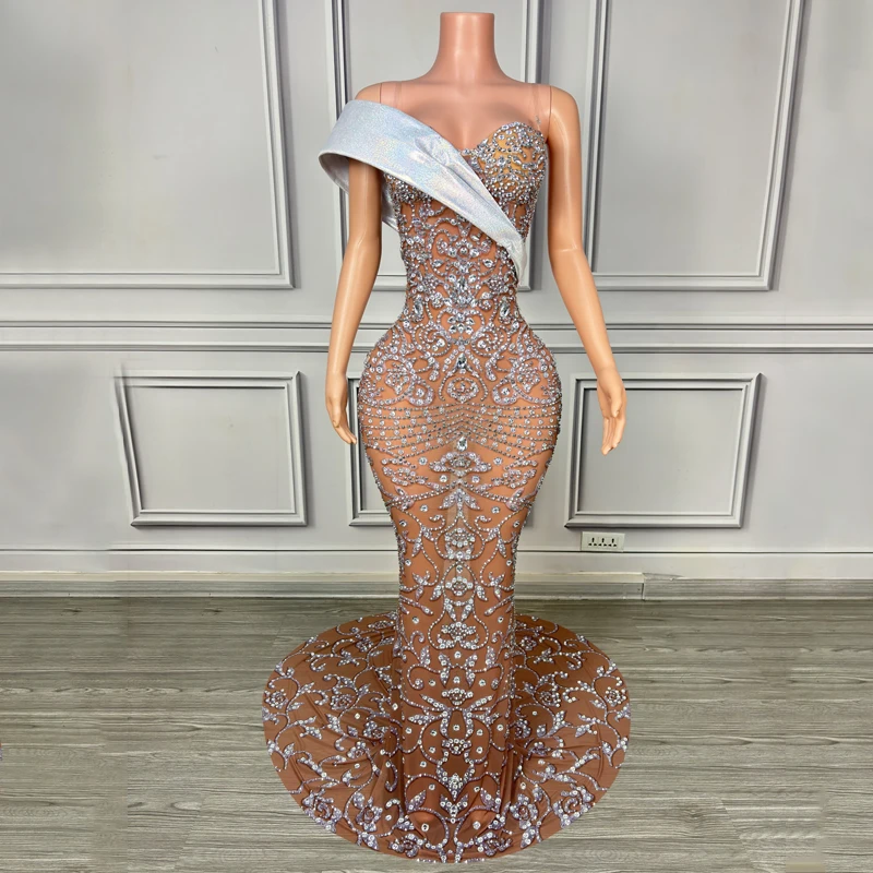 

Women Celebrate Party Gown Full Rhinestones Evening Dress Bar Dj Ds Gogo Costume Stage Catwalk Festival Outfit Clubwear XS8374