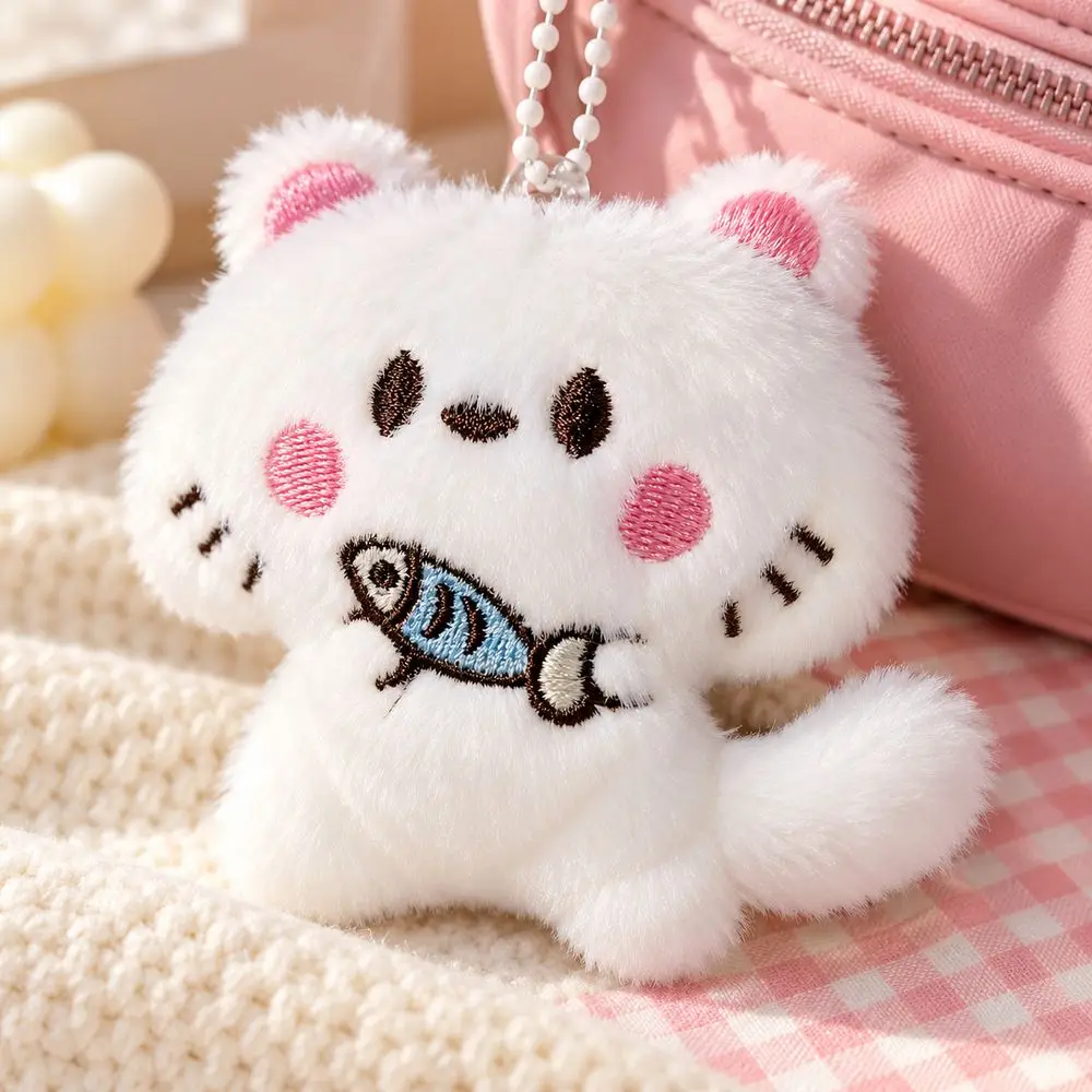 Gifts Soft Touch Cat Keychain Metal Clip Hanging Cat Bag Charm Cartoon Cat Kitty Keyring Backpack Decoration