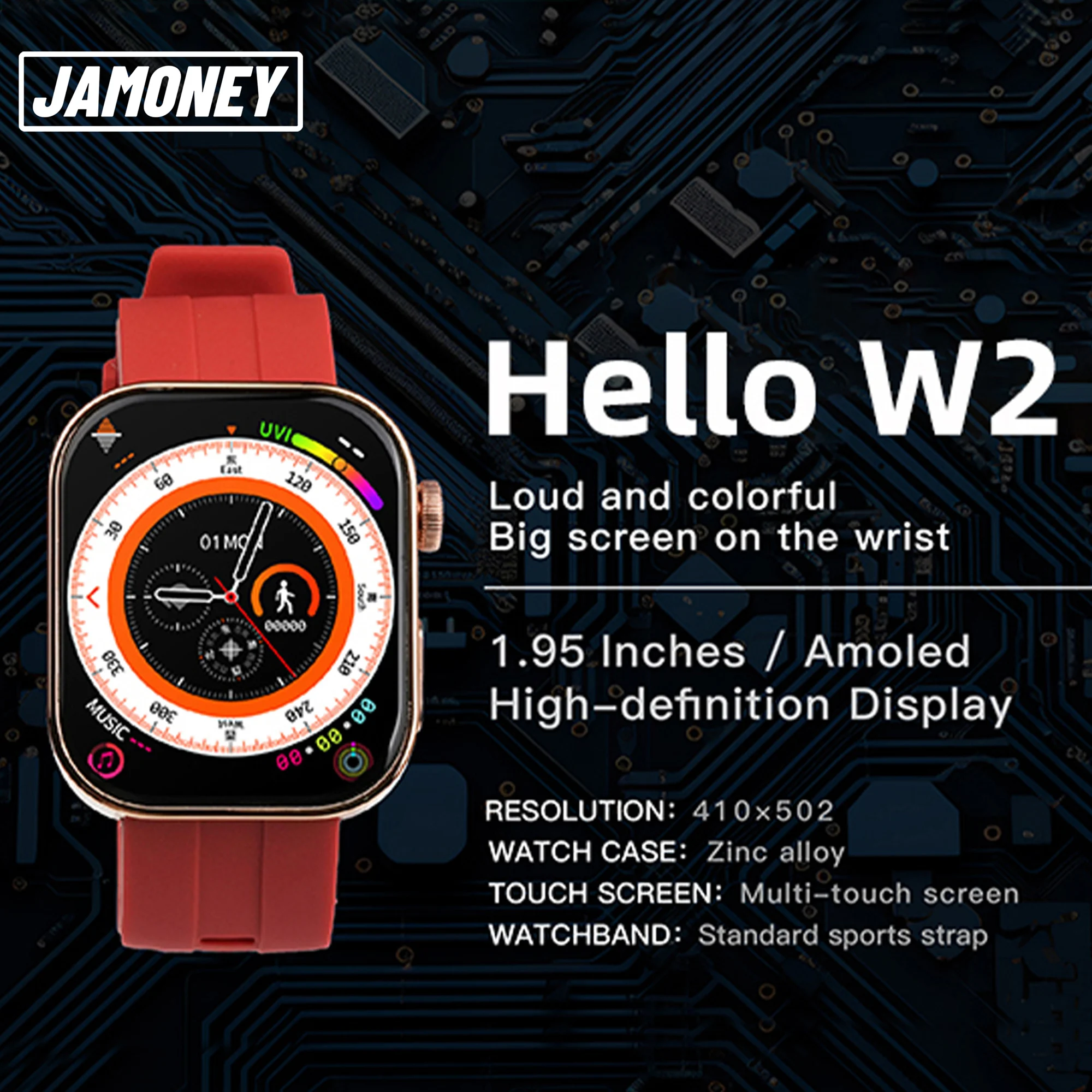 Hello W2 Smart Watches AMOLED Display Wireless Charging Full Touch Screen NFC Music Call Relojes Reloj Hombre Watch for sports