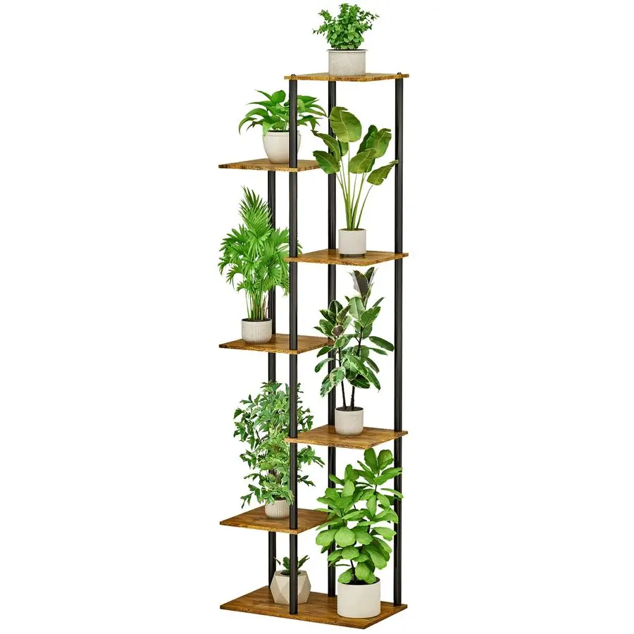 

Plant Stand Indoor 7 Tier 8 Potted Metal Wood Plant Shelf, Multiple Flower Pots Corner Tall Plant Holder Stands for Living Room