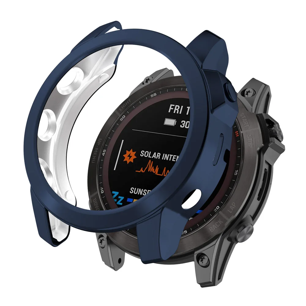 For Garmin fenix 7 7X 7S Sapphire Solar Plating TPU Case Soft Protector Cover Bumper Watch Frame Shockproof Protective Shell