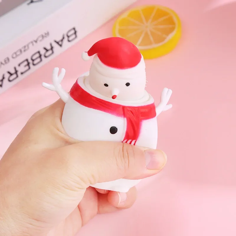 Pop Up Christmas Fidget Squeeze Pinches Snowman Anti-stress Toy Stress Relief Games Children Small Toys Puking Christmas Gifts