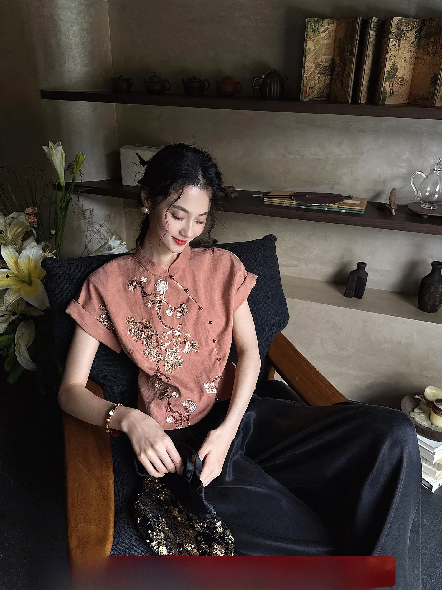 

Новая женская блузка Sanji Bla Flower в китайском стиле, дышащая, влагоотводящая, стандартный крой