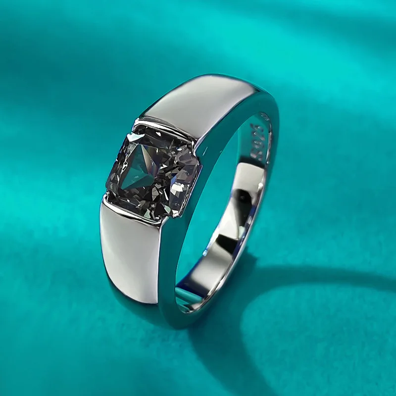 Solitaire Lab Black Diamond Ring 100% Real 925 Sterling Silver Party Wedding Band Rings for Women Men Engagement Promise Jewelry