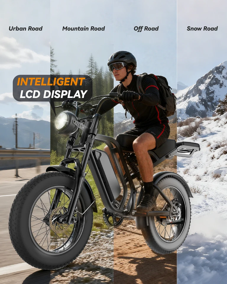 Adult 20×4.0" All‑Terrain Fat Tire E‑Bike 1500W Motor 34MPH Max Speed 48V18Ah Detachable Battery Shimano 7‑Speed Ebike For Snow Mountain Commute image 4