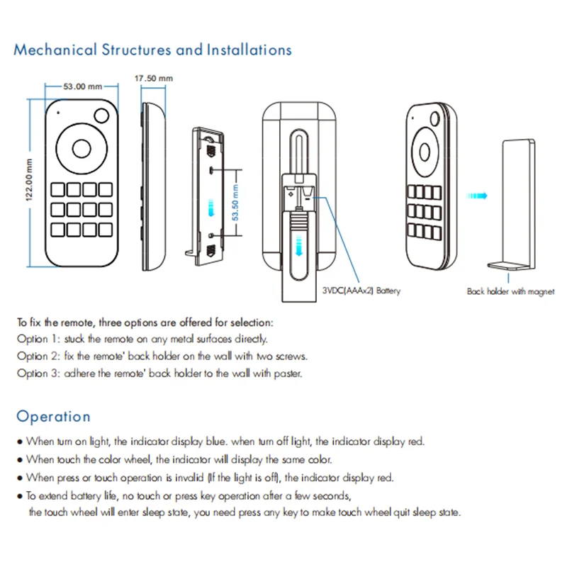 V2 LED Controller 2 Channel Dual Color 2.4G RF DC12-24V Step-less Dimming Wireless Remote Control Light CCT LED Strip Controller