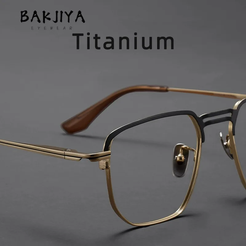 

Vintage Large Frame Designer Pure Titanium Eyeglasses Frame High-end Men's Polygonal Retro Spectacle Ultralight Glasses Eyewear