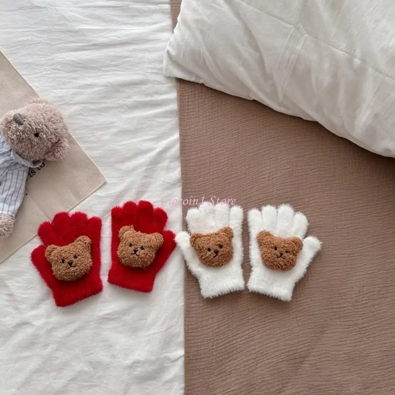 

Y1UB Warm Winter Gloves Bear Pattern Gloves Comfortable Gloves for Kids Girl Boy