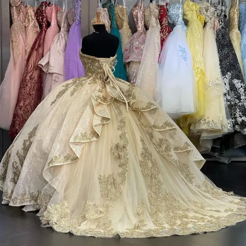 AA413 Customized Women Party Special Occasion Dresses 2025 Lace Applique Ball Gown Vestido De 15 Anos Sweet 16 Quinceanera Dress