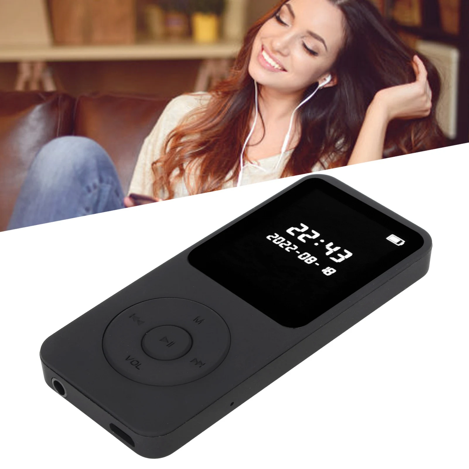 

MP3 MP4-плеер Bluetooth 5.0 Ультратонкий цифровой ЖК-экран 1,77 дюйма Встроенные HD-динамики Портативный Hi-Fi музыкальный плеер MP3-плеер