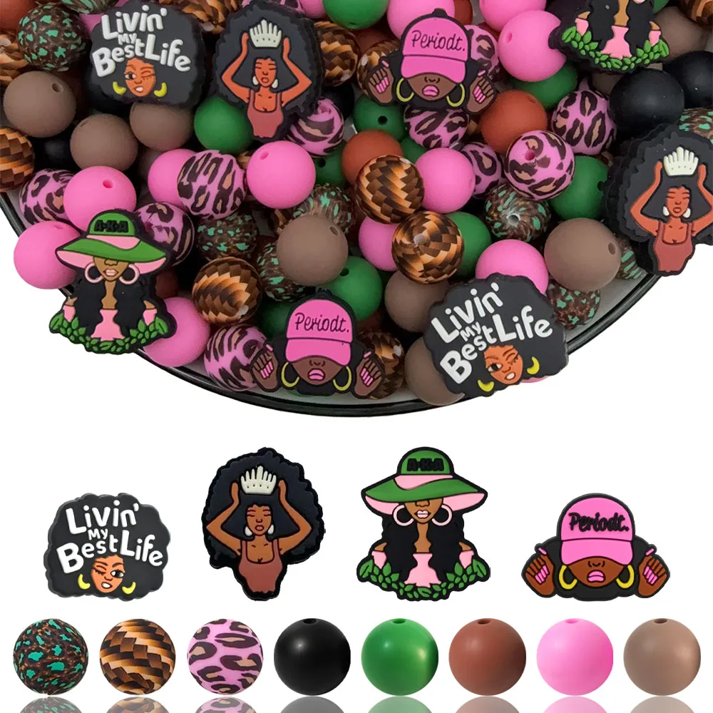 25/44/60PCS Fashion Girls Silicone Bead Set, Perfect for DIY Handmade Crafts Such as Keychains, Necklaces, Bracelets, Etc