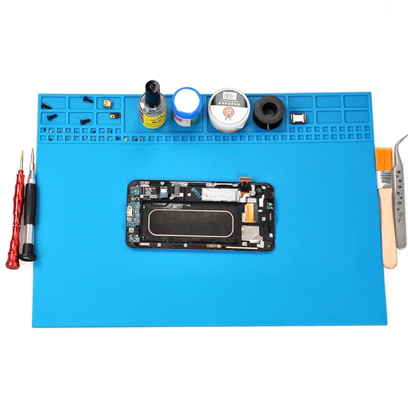

TE-504 350*250mm High Temperature Heat Insulation Silicone Mat Work Pad Desk Platform BGA Soldering Station Soldering Mat