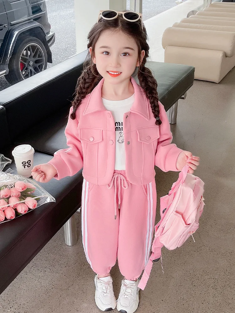 

Весенняя коллекция 2024: Комплект одежды для девочек в корейском стиле, модный костюм-двойка для малышек