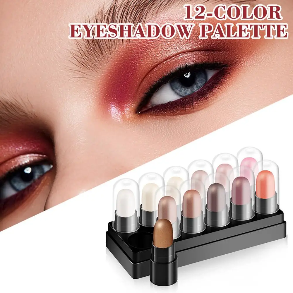 12색 방수 아이섀도우 펜슬 세트-오래 지속되는, 글리터 쉬머 아이섀도우 펜(하이라이터 스틱 포함)-완벽한 눈 화장