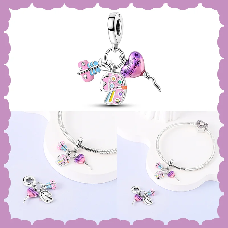 925 Sterling Silber Karussell Katze Heißluft ballon Charm Perlen geeignet für Pandora Original Armband DIY Mode Geschenk machen