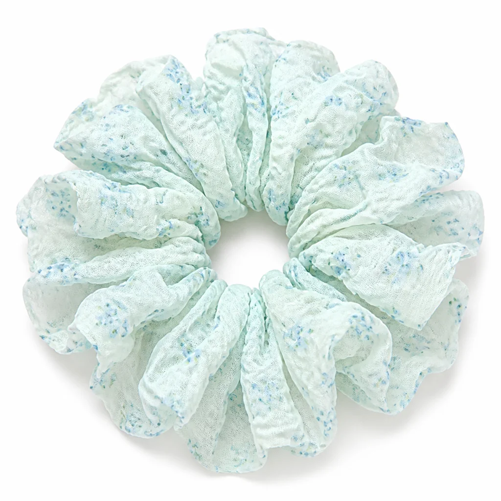 mint-aqua-blue-speckled-crinkle-ruffle-single-layer-scrunchie-oversized-handmade-hair-tie-for-women