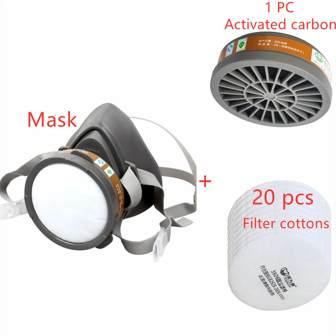 Gas Mask With Filter For Painting Spraying Face Protection Chemical Respirator Anti-Dust Half Facepiece