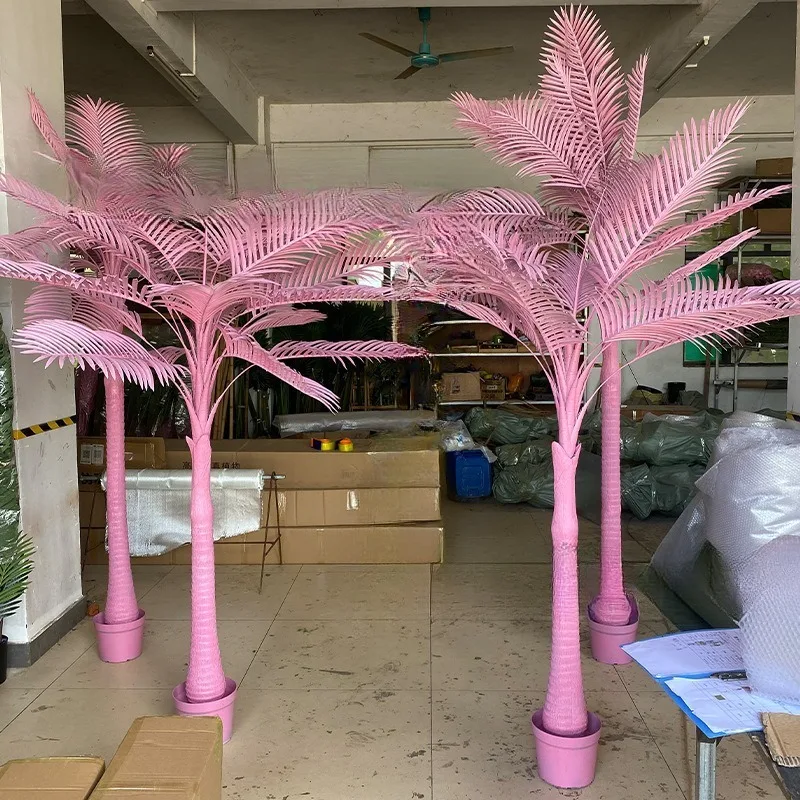 

Pink Simulated Coconut Tree, Simulated Betel Nut Tree Home Soft Window Landscaping Internet Celebrity Clock in Layout
