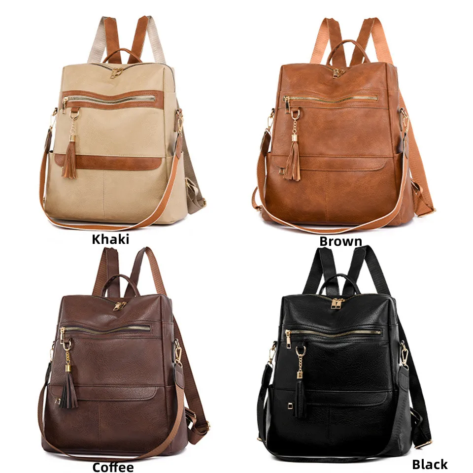 Women Vintage Backpack High Quality Leather Chest Female Casual School Shoulder Zipper Bags For Girls Travel Backbag Mochila