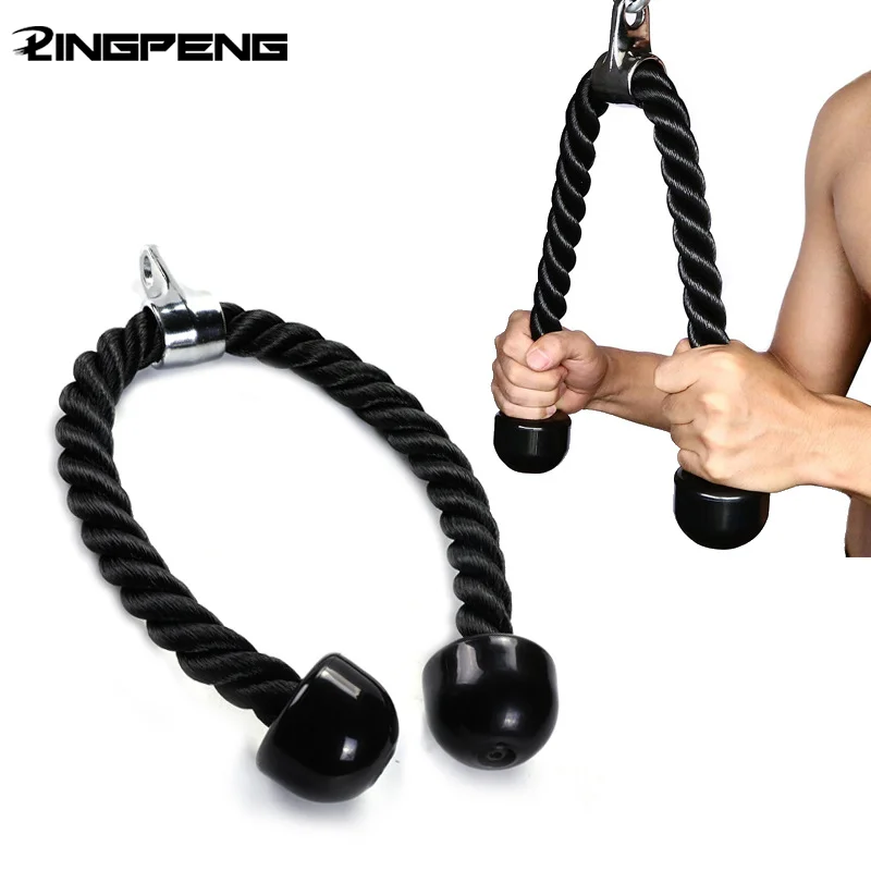 Cuerda para descenso de tríceps, asas para tirar de la cara, cordón de empuje hacia abajo para bíceps, espalda, hombros, tríceps, cuerda de tensión para Fitness, accesorio de gimnasio
