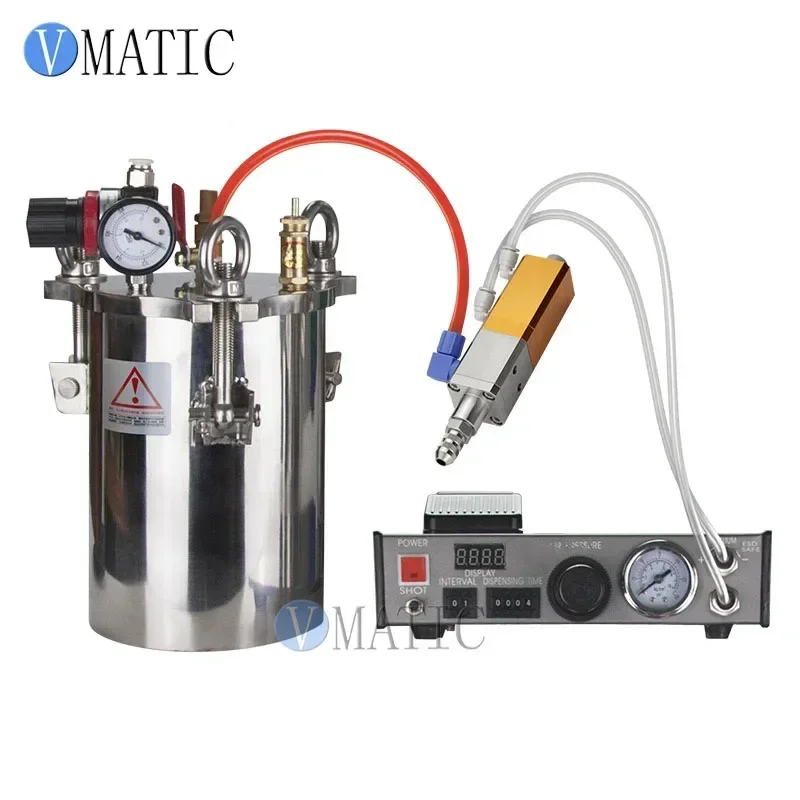 Free Shipping Whole Dispenser Set 1pc Quality Glue Dispensing Machine With Pressure Tank 2L & Pneumatic Valve
