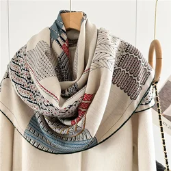 Women Winter Wool Scarves Wraps 2024 Extra Large Square Wool Blanket Scarf Shawl 130X130CM