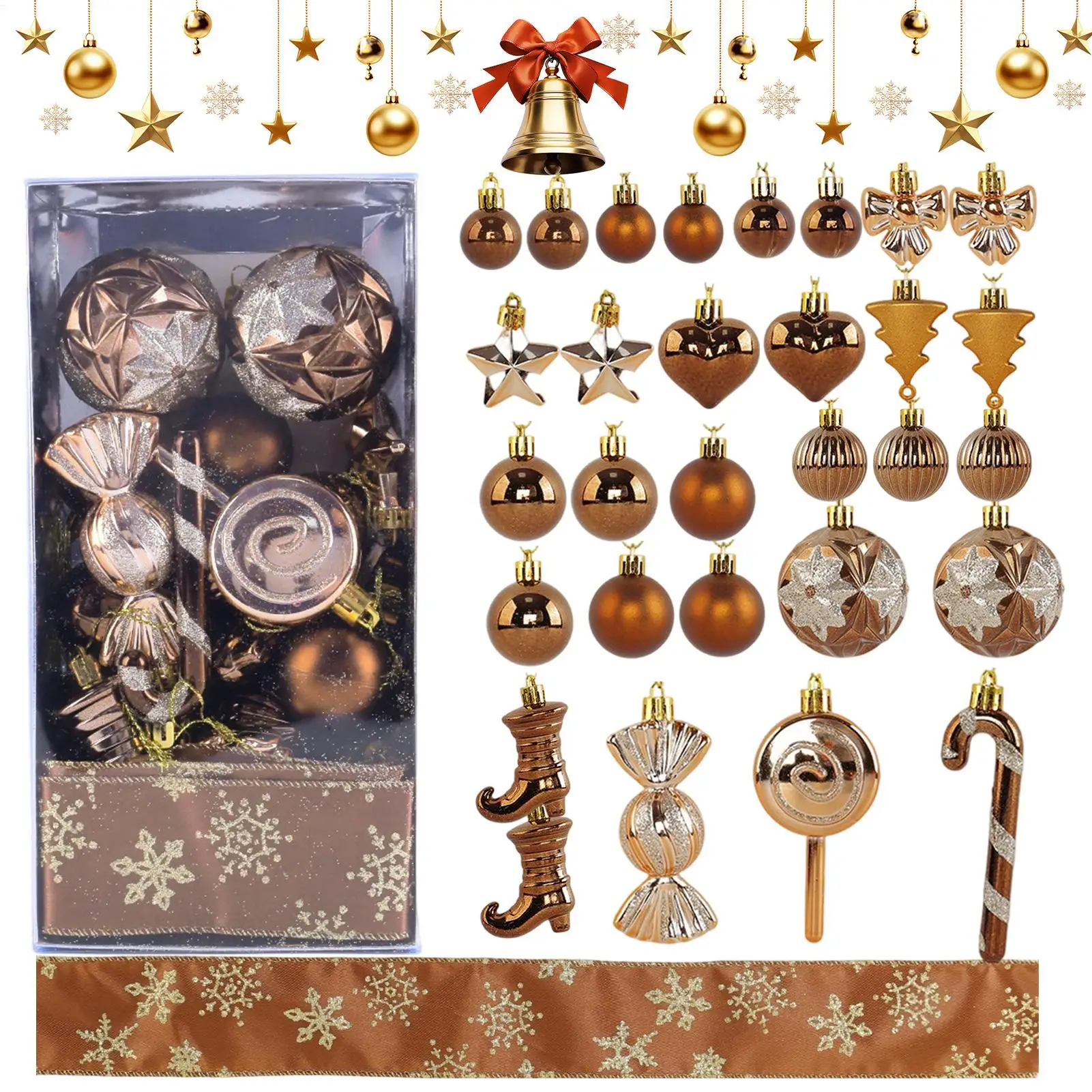 Christmas Ornaments Set 30 Pieces Festive Holiday Decoration Shatterproof Christmas Decorations for Tree for Engagement Wedding