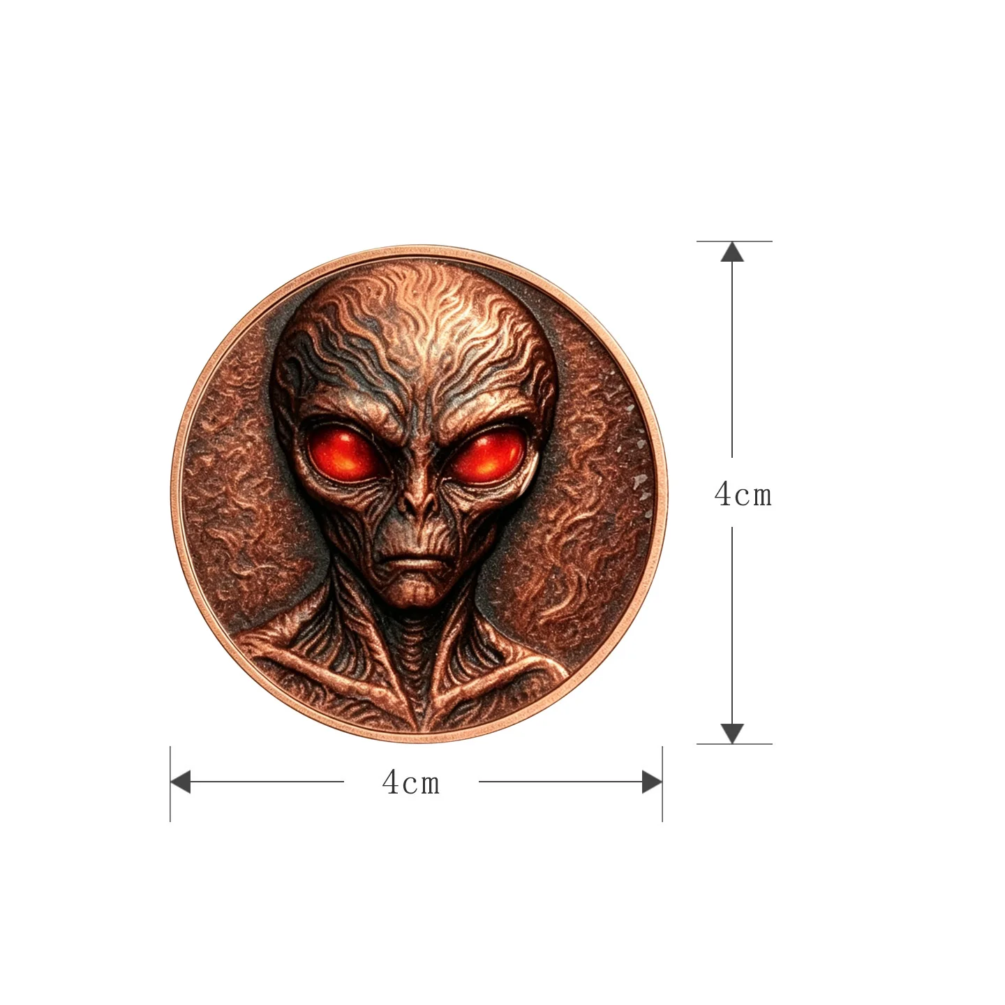 1 Oz Purple Copper Alien Coin Gothic Alien Head with Red Eyes & Dark Castle Commemorative Coin Souvenir Coin Gift Horror Decor