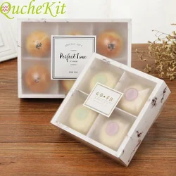 6PCS 4/6 Cupcakes Marbling Drawer Cake Box With Matte Cover Party Cookies Dessert Baking Wrapping Box Kraft Paper Packing Gift