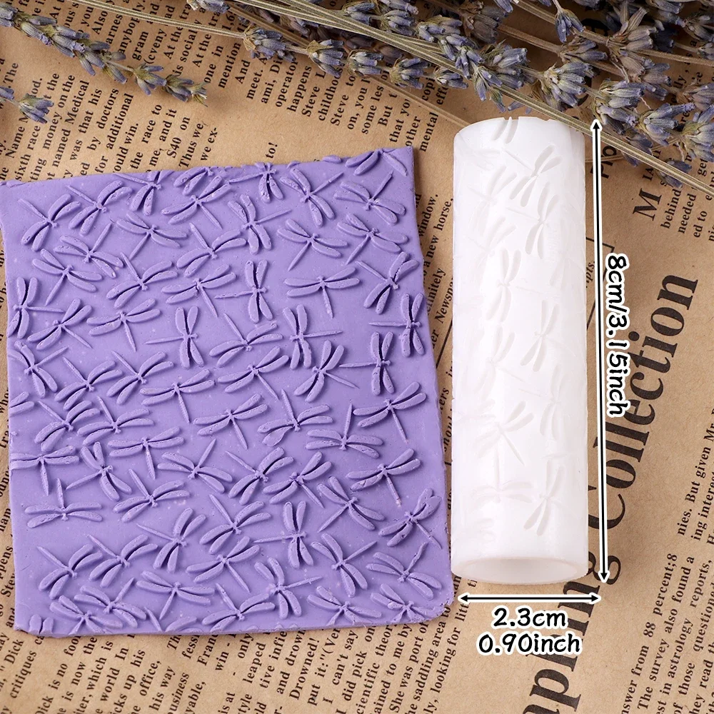 Sand Summer Music Polymer Clay Seamless Texture Roller Dragonfly Paw Print Texture Embossed Mold DIY Earrings Jewelry Making