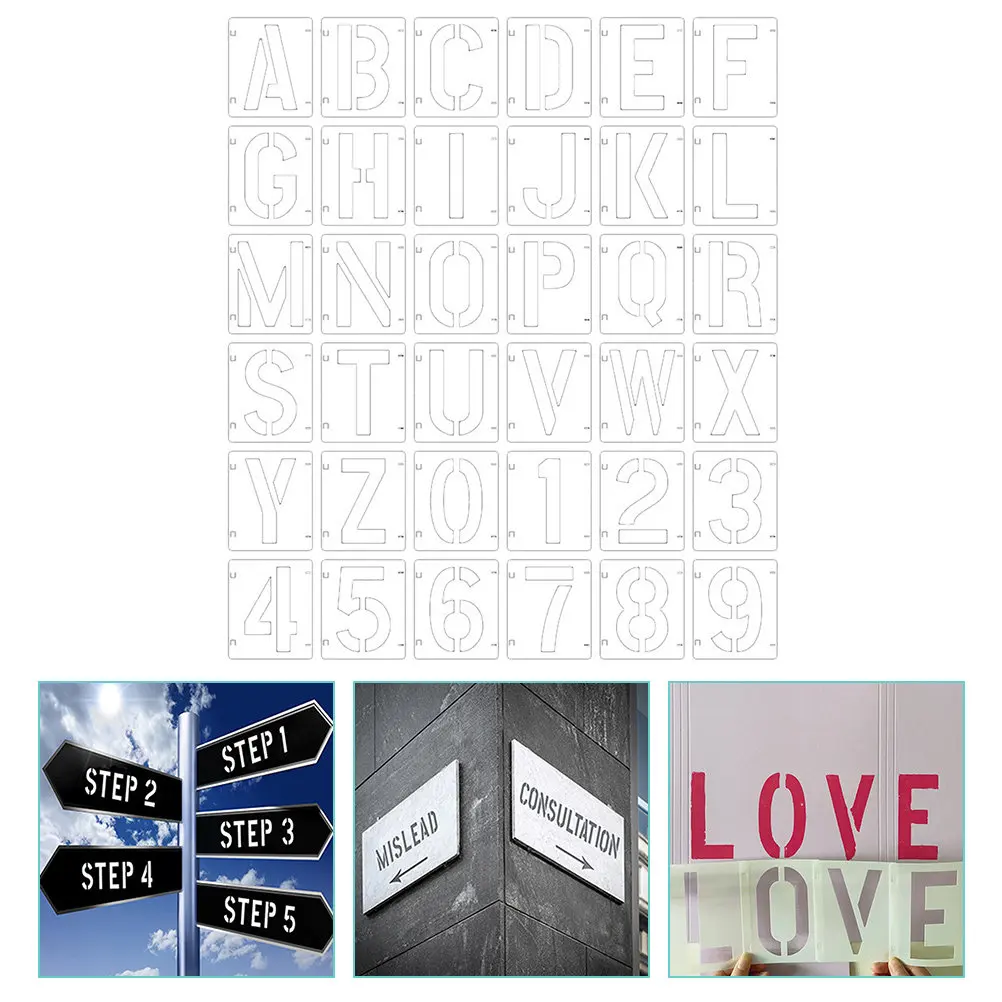 1Set Letter Number Stencils Set Painting Stencils for Crafts School Projects Christmas Birthday Decor Plastic Washable