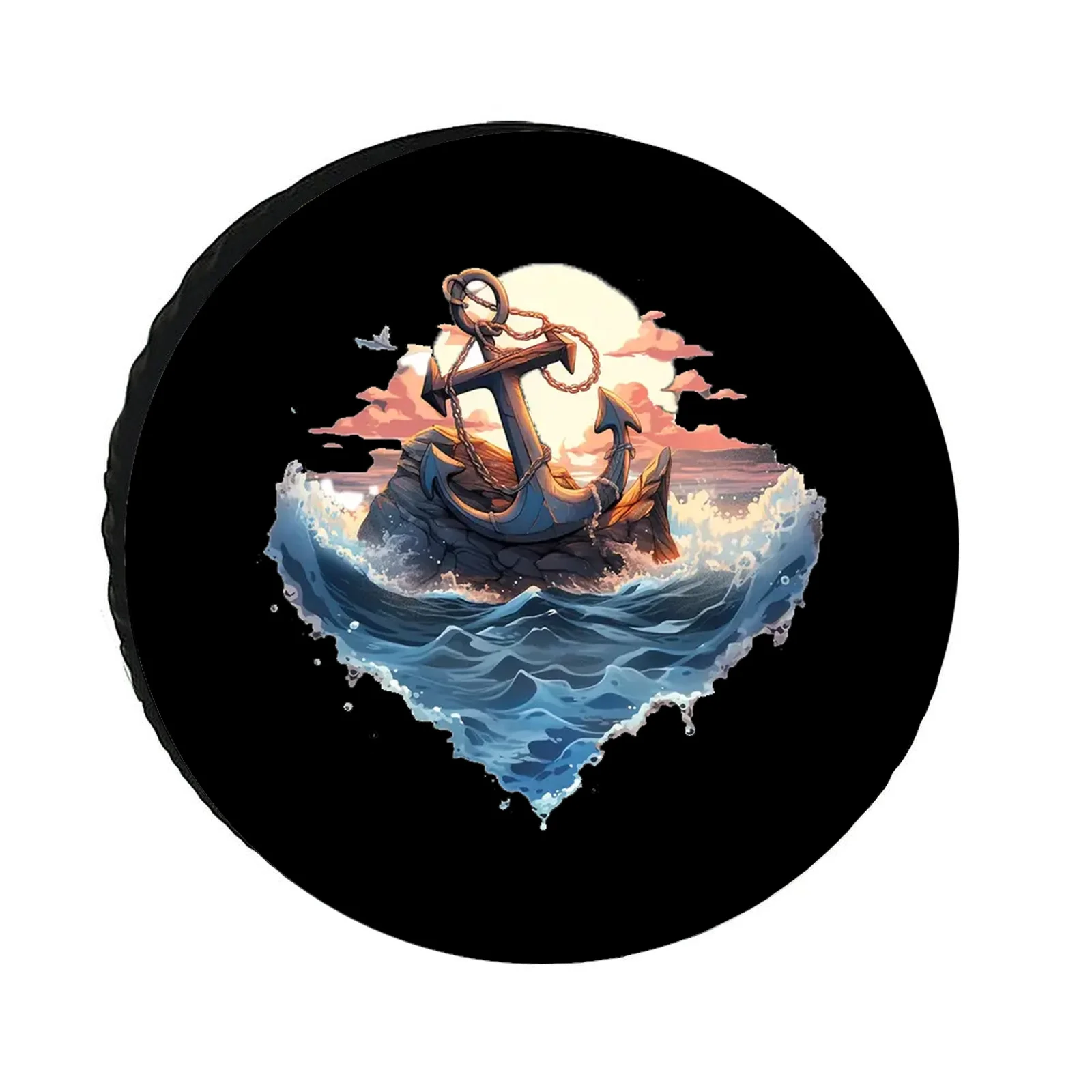 Fit Spare Tire Cover With Giant Anchor Design - Durable Polyester, Waterproof Protection For RVs & Camping Trailers