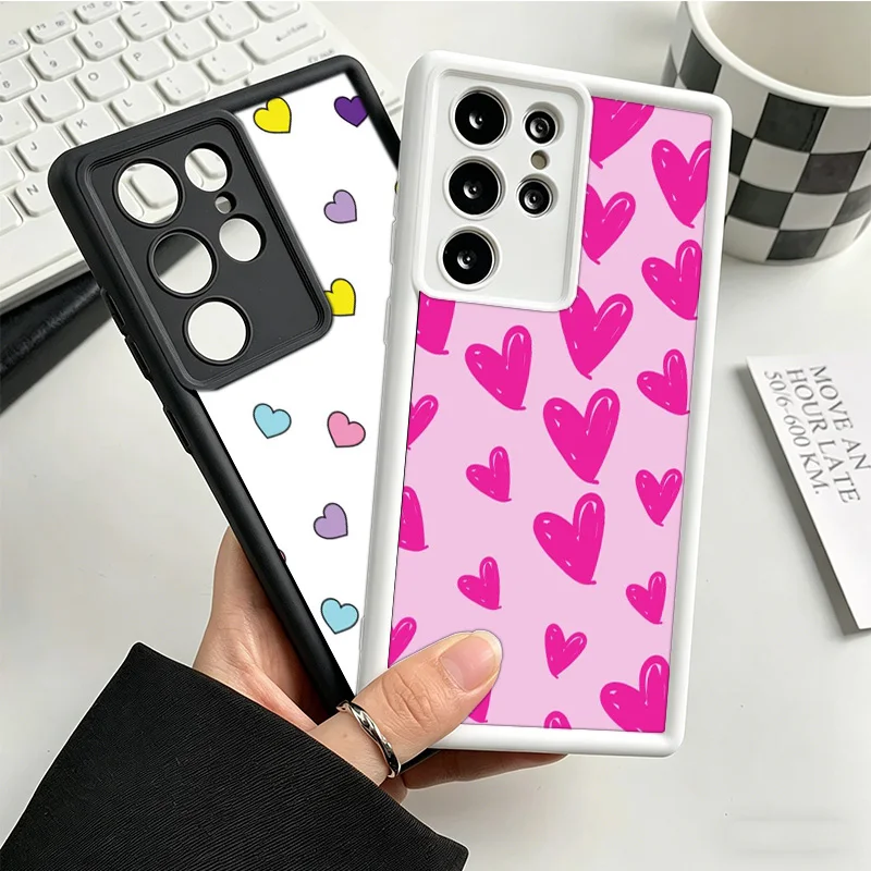 Fashion Cute Love Heart Phone Case For Samsung S25 S26 FE S23 S22 Ultra Galaxy S21 S20 Plus S24 FE Cover Coque Shell Protective