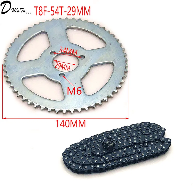 T8F Chain 136 Links and 38 44 54 58 64 74 Tooth Sprocket for 47cc 49cc Mini Motorcycle Atv 4 Stroke 2 Stroke Engine Parts