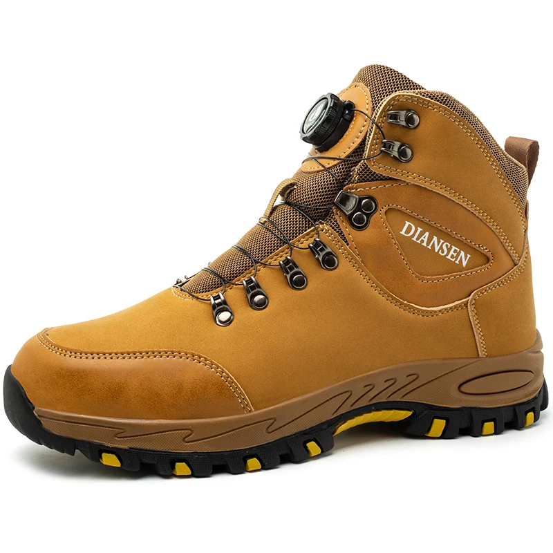 New Rotating Button 2024 Waterproof Security Work Safety Boots Protective Leather Boots Anti-smash Anti-puncture Industrial Shoe