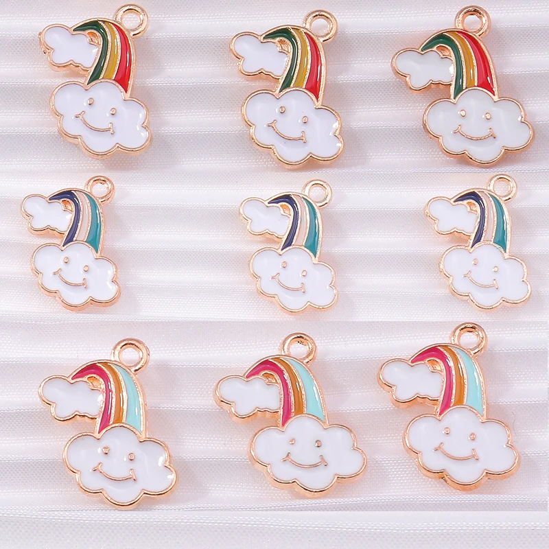 10 teile/los Cartoon Emaille Regenbogen Wolken Charms für Schmuck Machen Frauen Mode Tropfen Ohrringe Anhänger Halsketten DIY Handwerk Geschenk – Detail 21