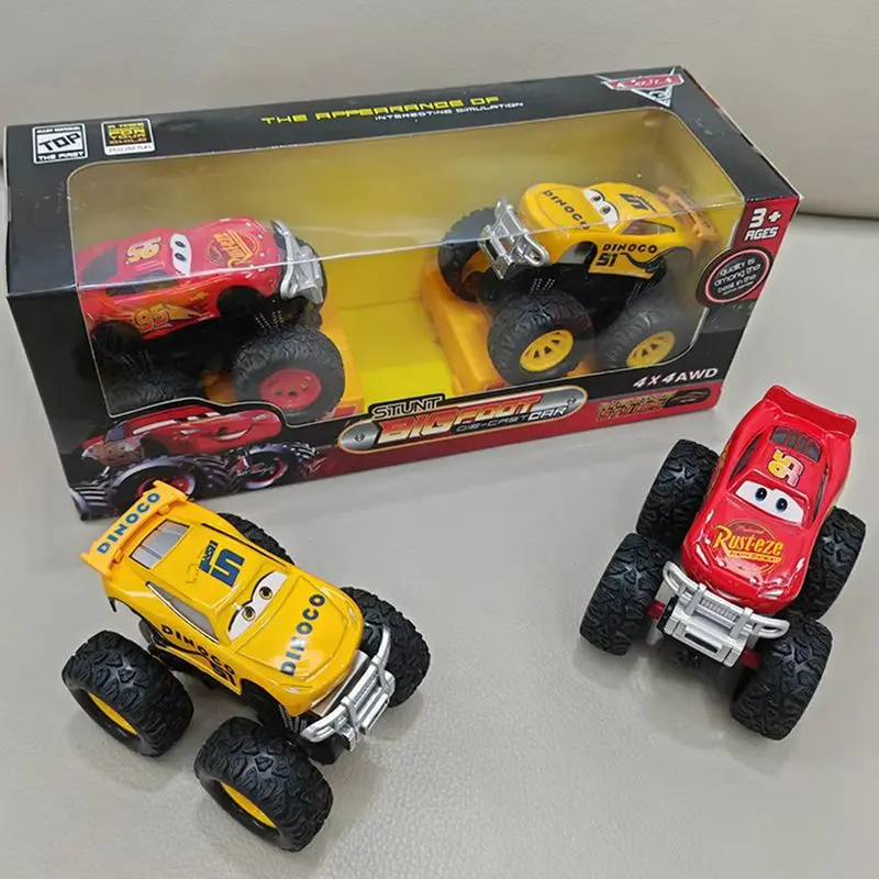 Hot Disney Toy Story 3 Stunt Model Car Lightning Mcqueen Inertial Free Wheel Alloy Body Car Toys Collection Boy Kids Gift Box