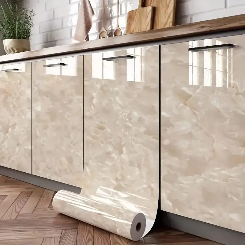 Marble Pattern Wallpaper, Self Adhesive Wall Sticker, Waterproof & Oil-proof Wall Decal, Wall Decor for Home Kitchen Living Room