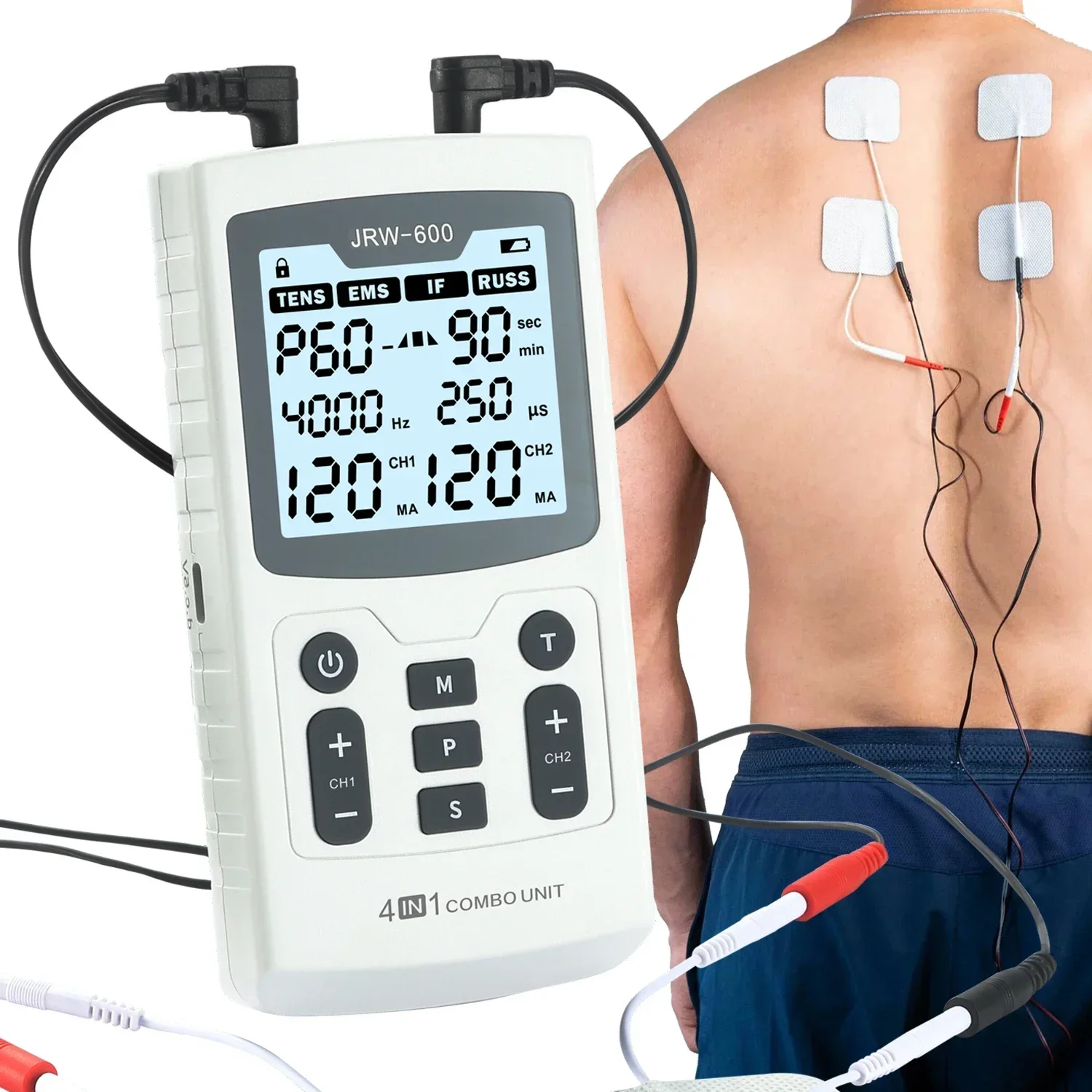 4000Hz 4 in 1 Combo Therapy Factory Price OEM ODM Acupuncture Digital Therapy Machine IF RUSS EMS TENS Unit