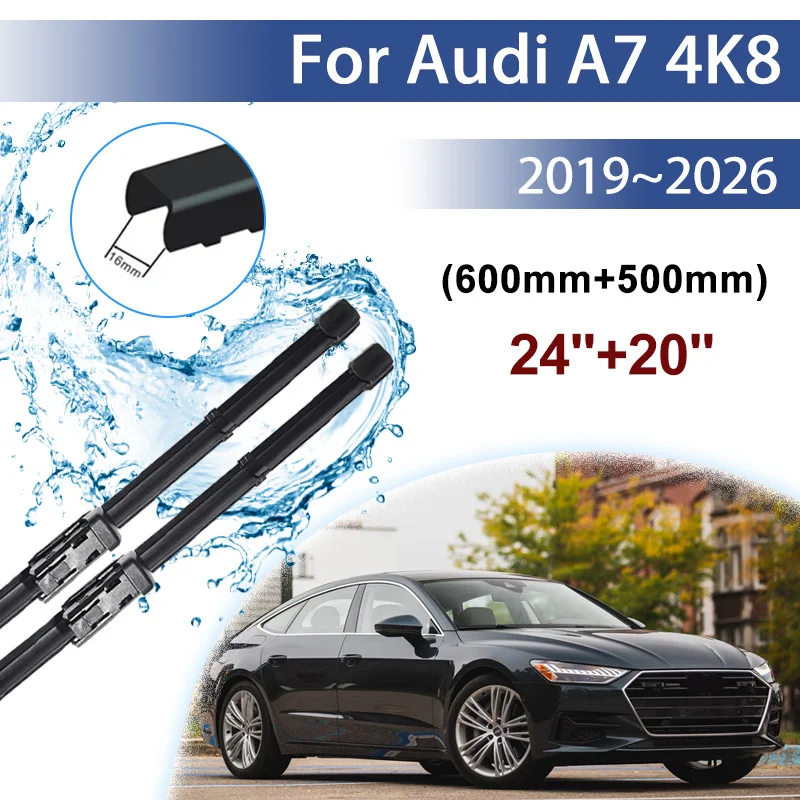 

Wipers Blades For Audi A7 4K8 MK2 2019~2026 2022 2024 Car Front Wiper Brushes Window Rubber Strip Auto Tools Accessories 24"+20"