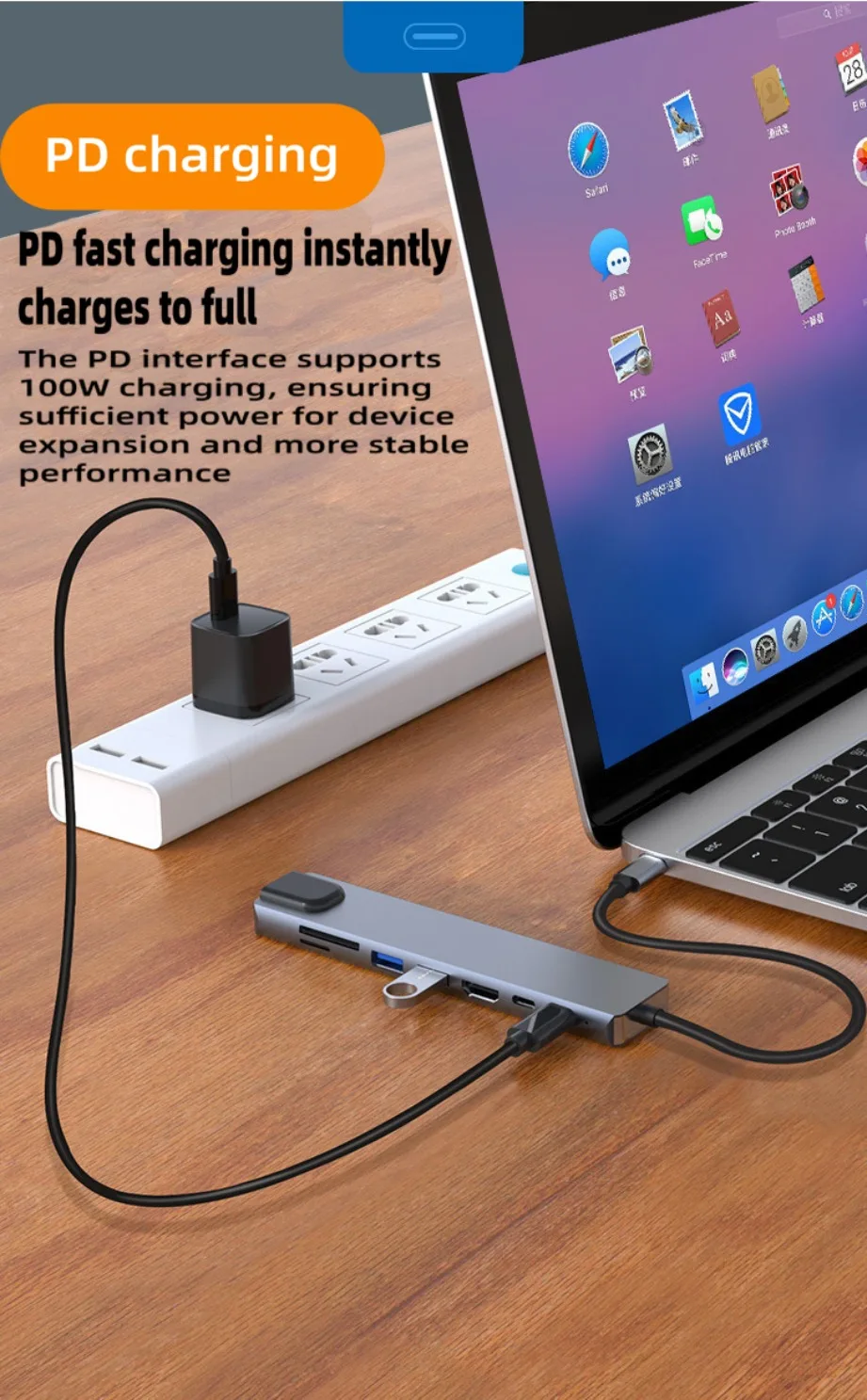 NEW USB C Hub 8In1 7In1 Type C Docking Station with USB3.0/2.0 HDMI SD/TF Card Reader PD Fast Charge for MacBook Notebook Laptop image 2