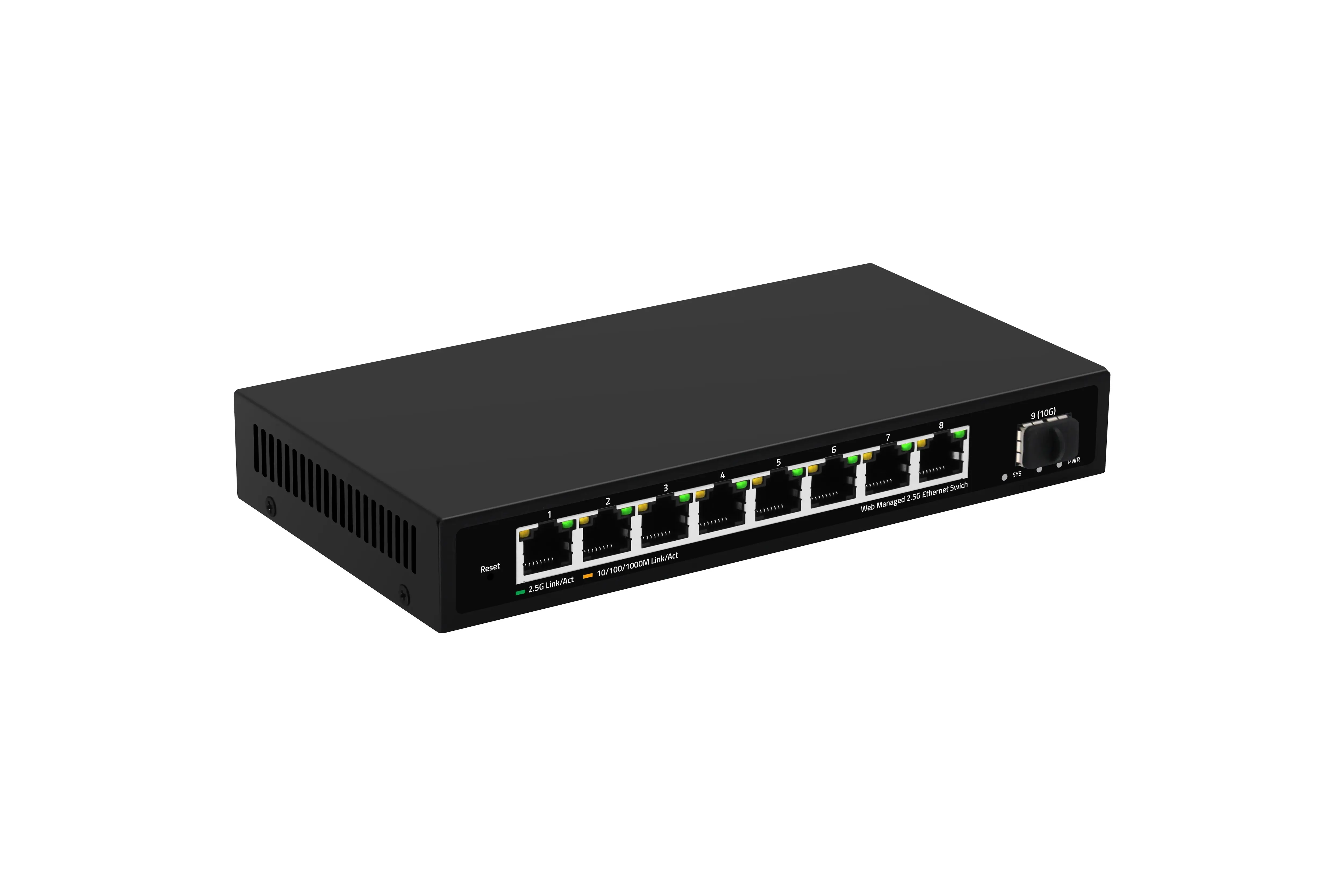 AMPCOM 2,5 GbE Managed Switch 8 Port 2,5GBASE-T Netzwerk-Switcher 10G SFP+ Slot Uplink Web Management QOS VLAN LACP Lüfterlos 3