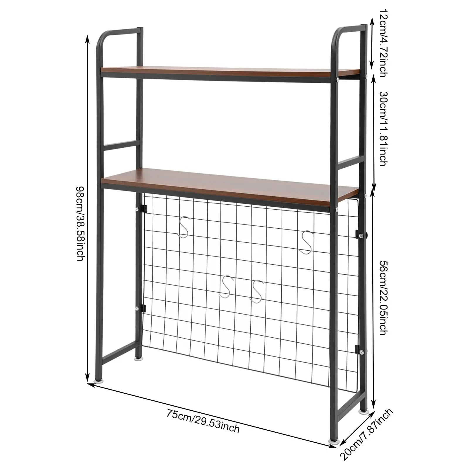 Estante de mesa, 29.53 "prateleira organizadora de mesa preta gaiola para mesa de computador prateleira de mesa de 2 camadas multifuncional freestand