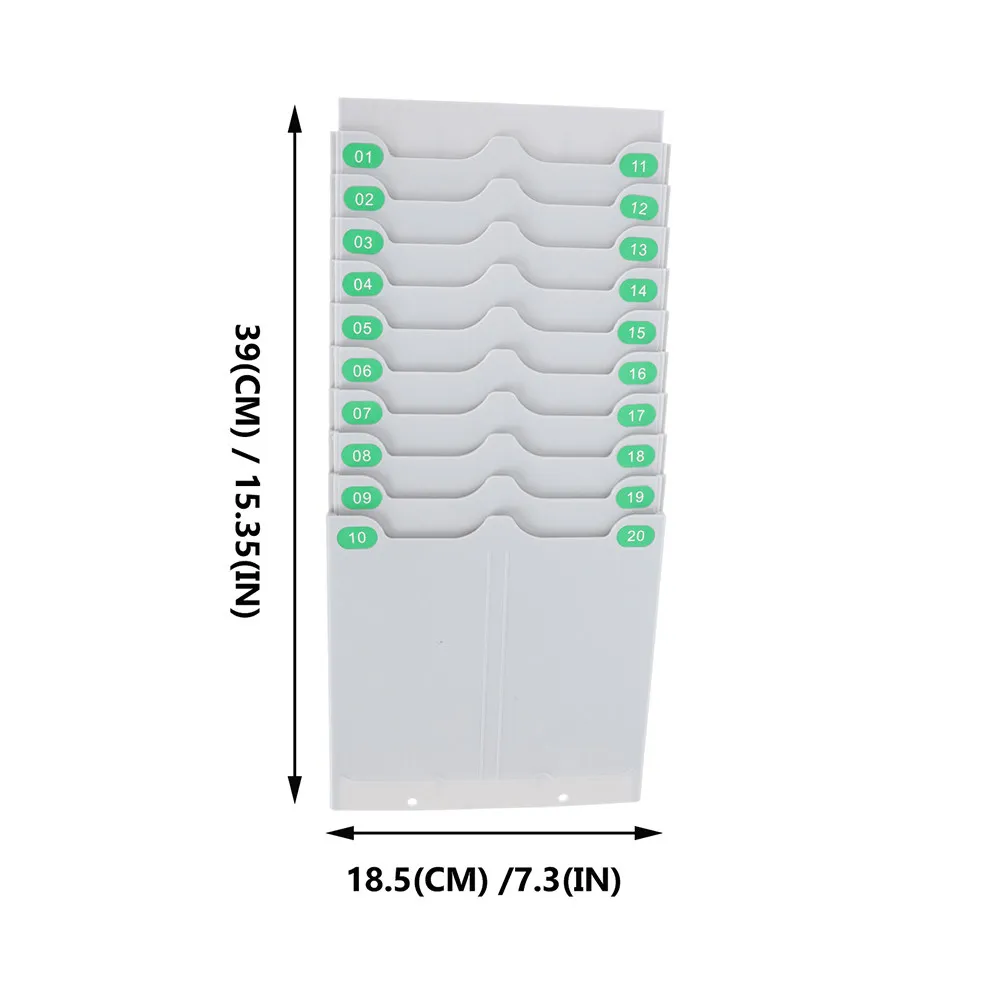 20 Pockets Attendance Cards Holder Simple Design Time Cards Rack Wall Mount Office Attendance Supply Slot Storage