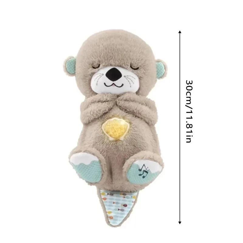 Breathing Bear Baby Soothing Otter Plush Doll Toy,Baby Kids Soothing Music Baby Sleeping Sound and Light Mother-kids Doll Gift