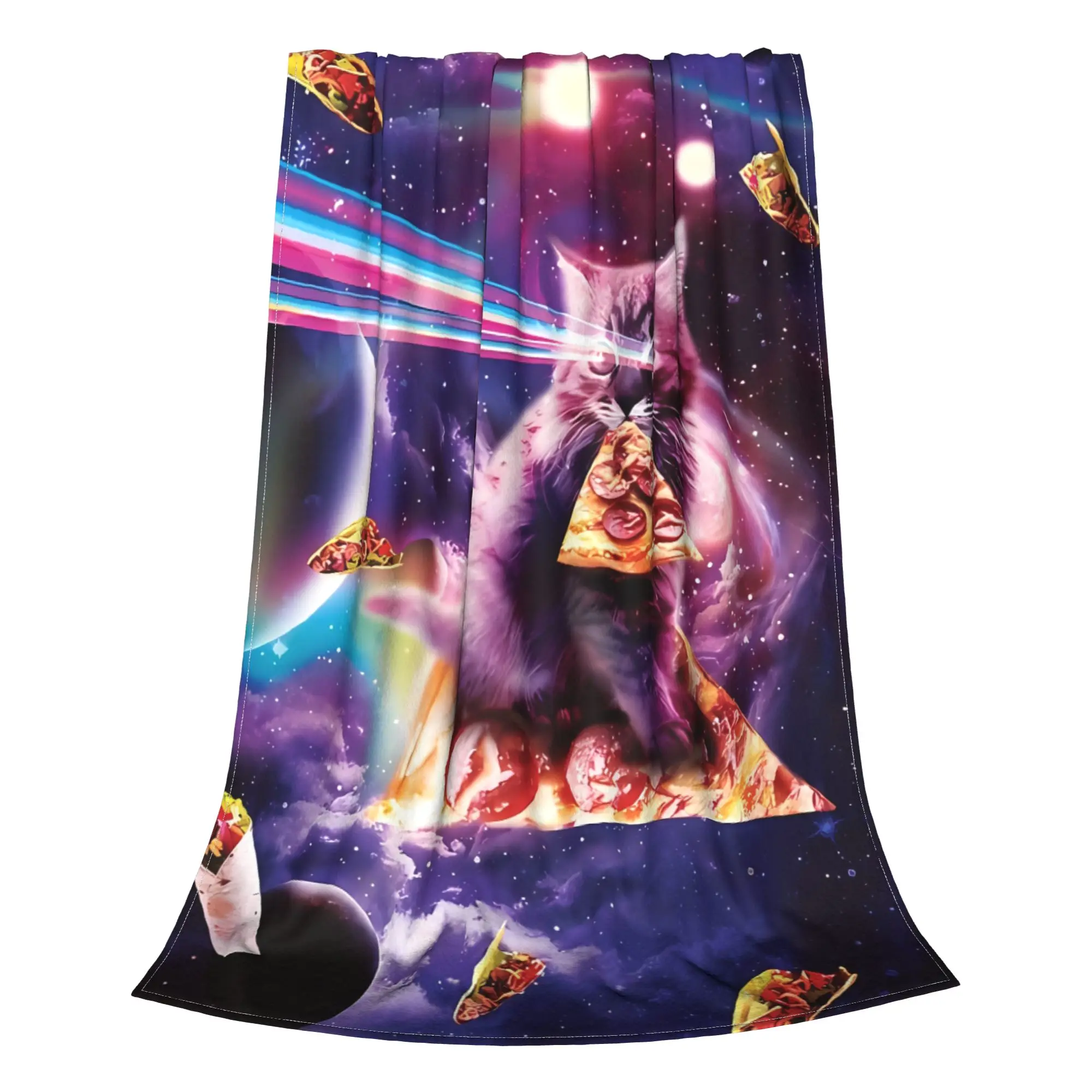 1PC Pizza Cat Laser, Taco, Burrito Space Cats Home Room Decorations Winter Blankets For Adults Bedding Home Interior Sofa Knee