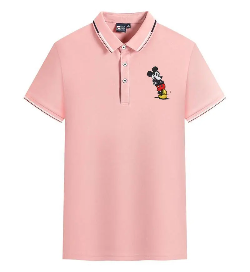 2025 Disney brand embroidered T-shirt new men's slim fit polo shirt solid color professional business attire men's button up shi