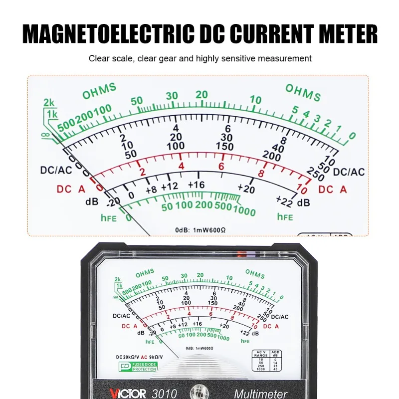 Victor 3021 Analog Multimeter High Precision Pointer Multimetro 1000V Voltmeter Ammeter Resistor Tester Good Tools Transistor